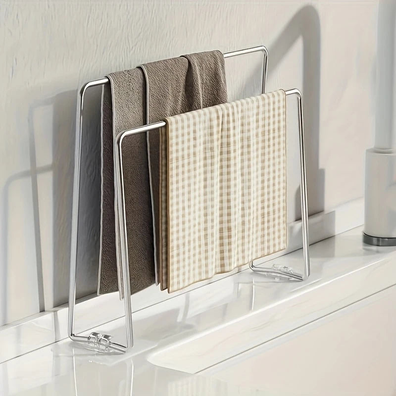 Stainless Steel Kitchen Sink Organizer – Towel Rack & Dishcloth Holder