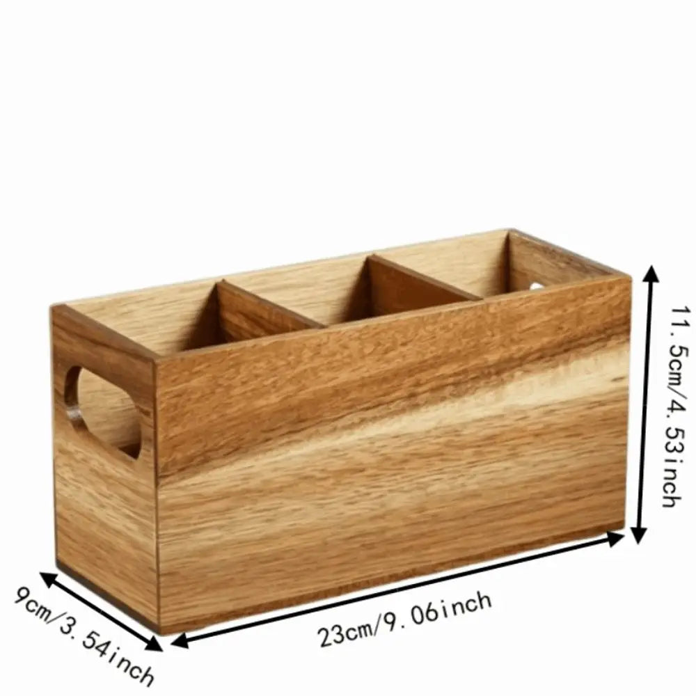 Wooden Kitchen Utensil Holder โ 3-Compartment Organizer & Storage Rack โญ