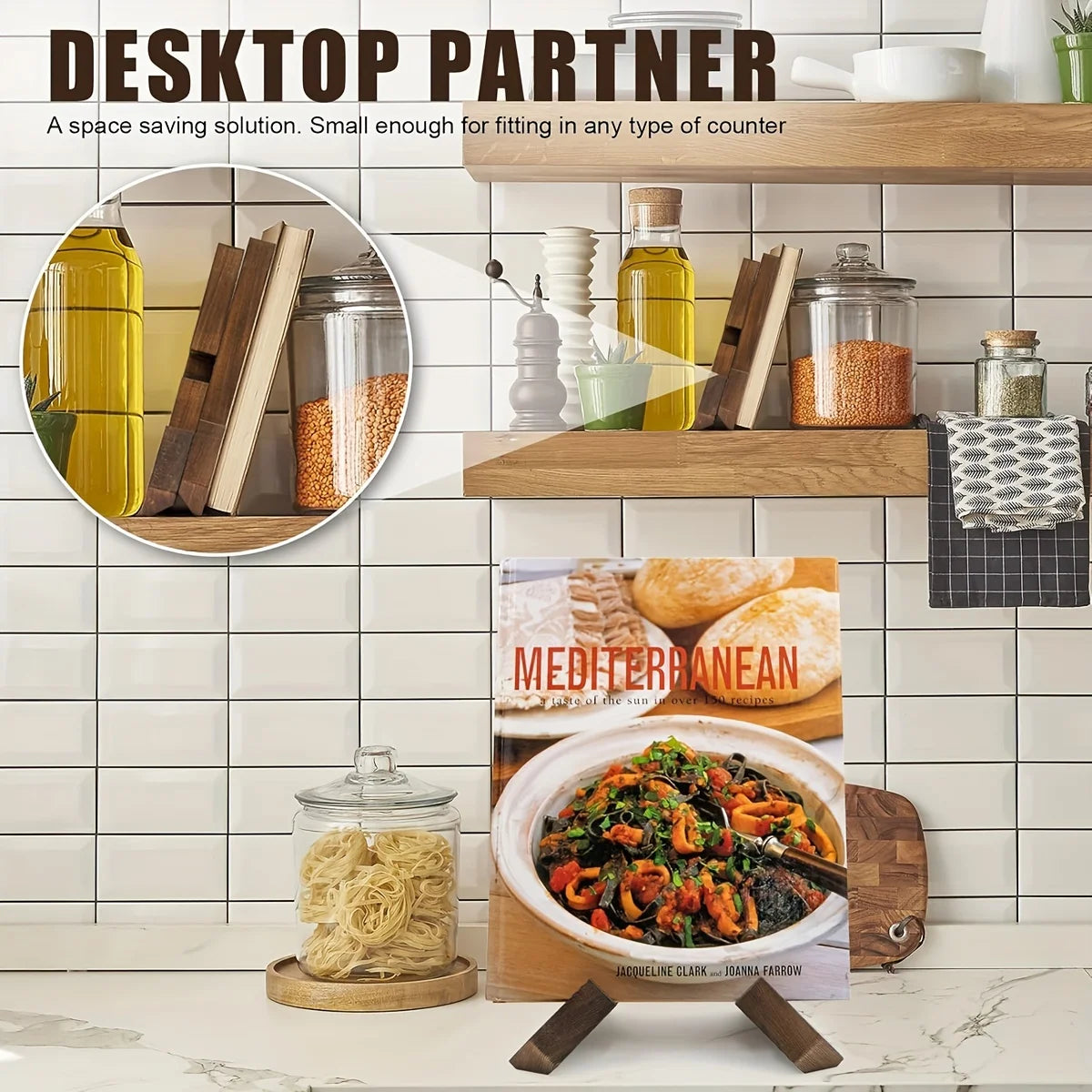 Foldable Wooden Desktop Bookshelf – Space-Saving Kitchen & Home Organizer