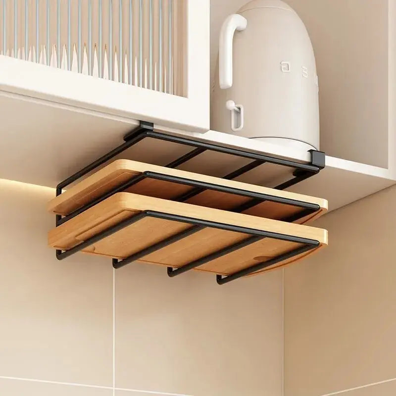 Under cabinet Kitchen Organizer with Hooks-Space-Saving Storage Rack