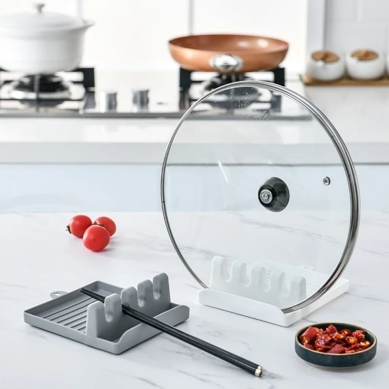 Kitchen Spoon Rest & Pot Lid Holder -Non-Slip Utensil Organizer