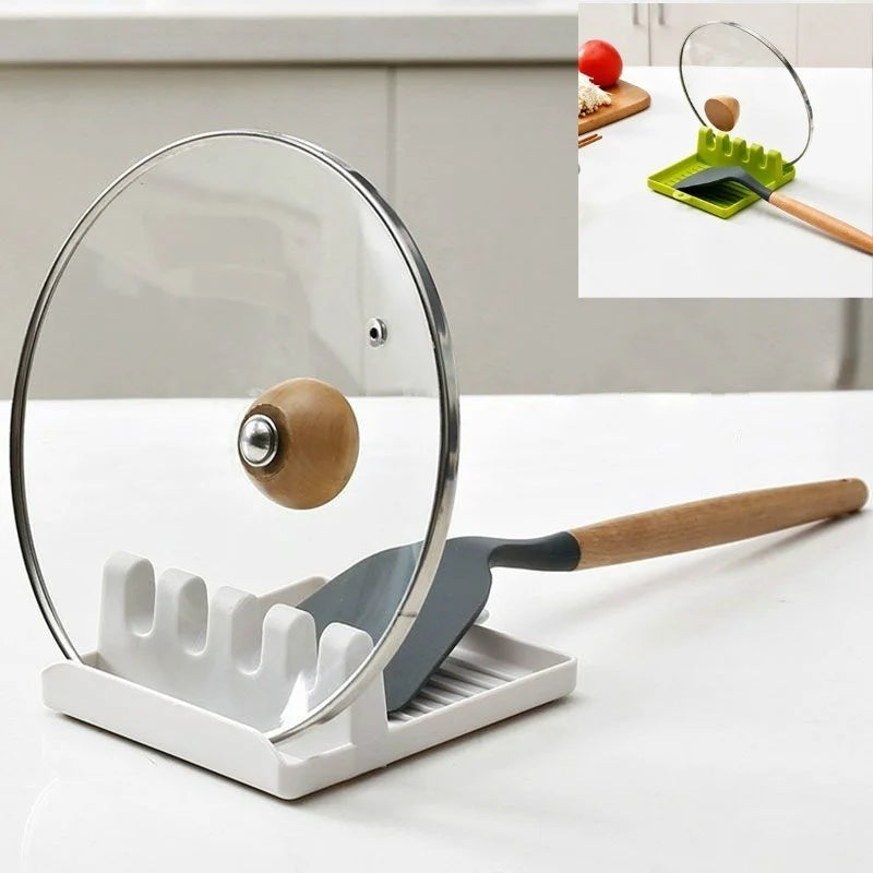 Kitchen Spoon Rest & Pot Lid Holder -Non-Slip Utensil Organizer