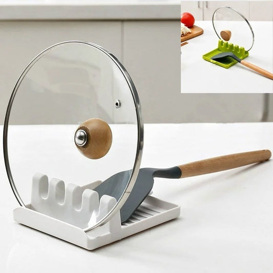 Kitchen Spoon Rest & Pot Lid Holder -Non-Slip Utensil Organizer