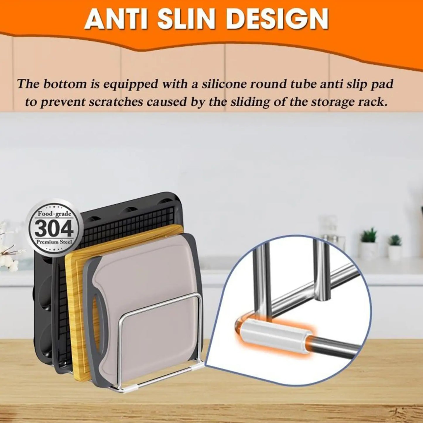 Kitchen Hanging Organizer Rack with Chopping Board Stand, Cupboard & Towel Hanger