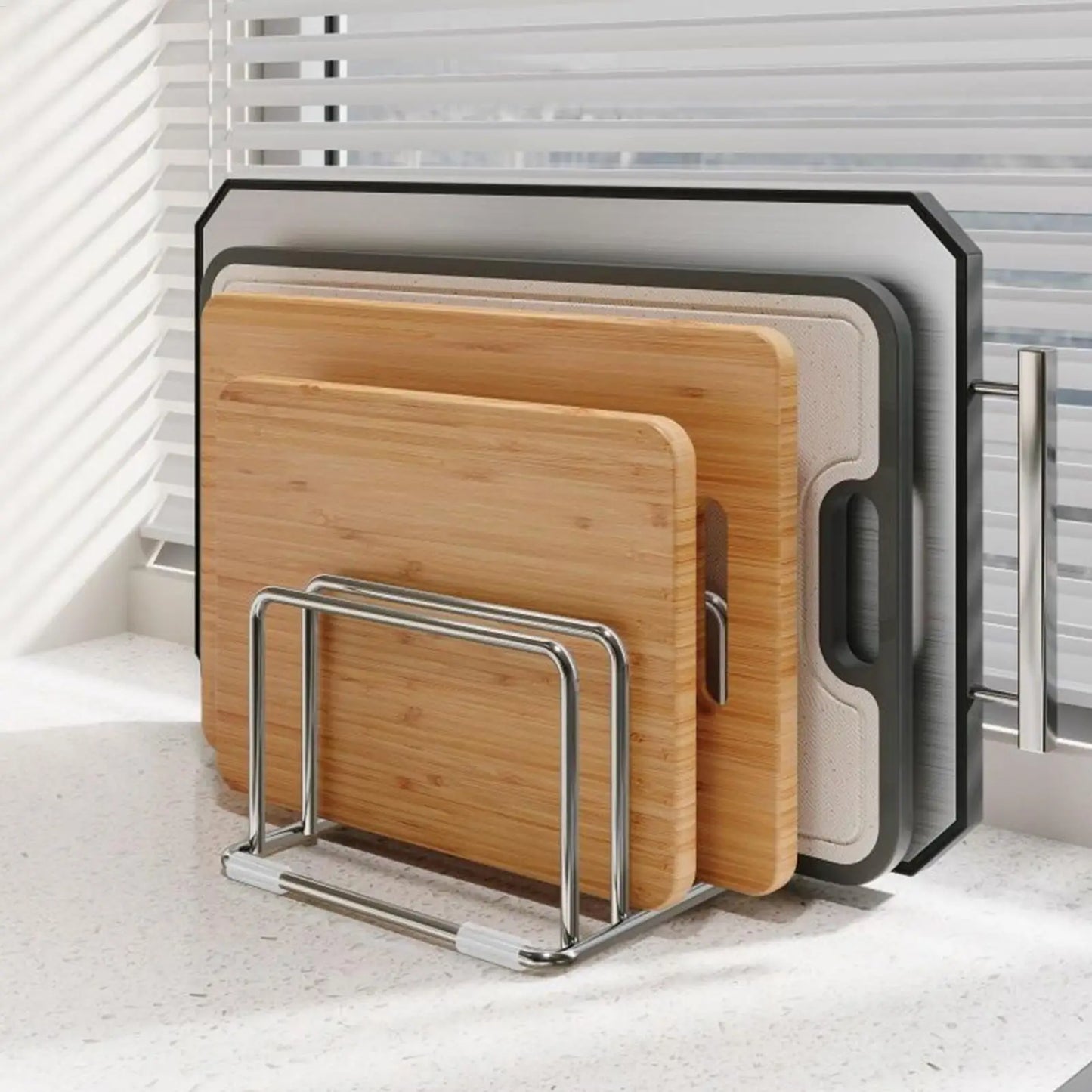 Kitchen Hanging Organizer Rack with Chopping Board Stand, Cupboard & Towel Hanger