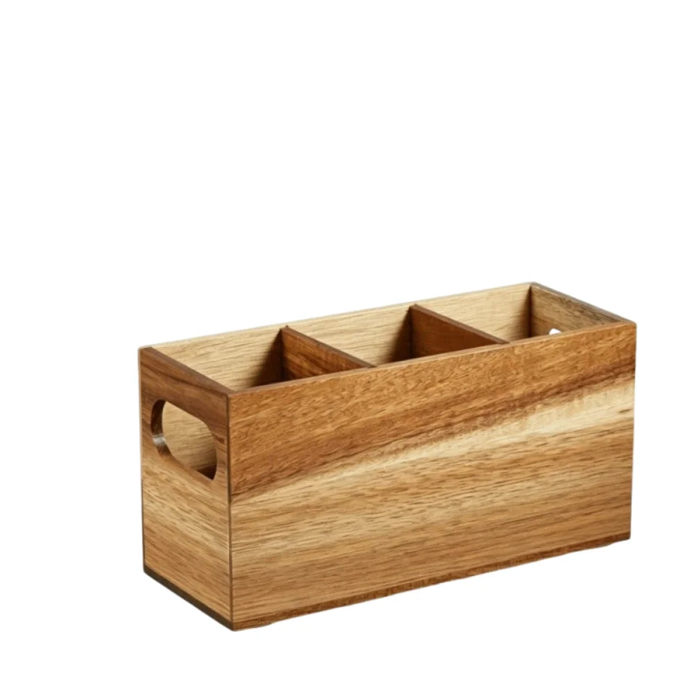 Wooden Kitchen Utensil Holder – 3-Compartment Organizer & Storage Rack ⭐