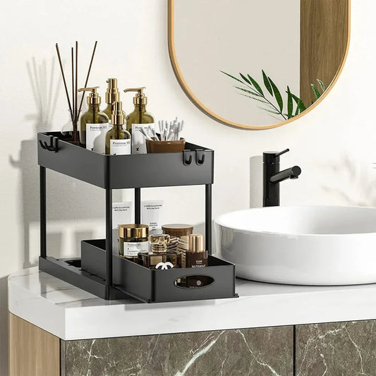 2-Tier Under Sink Organizer – Pull-Out Storage Rack