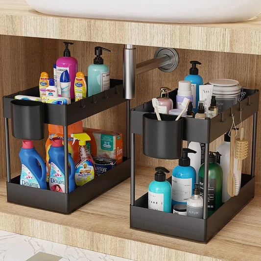 2-Tier Under Sink Organizer – Pull-Out Storage Rack