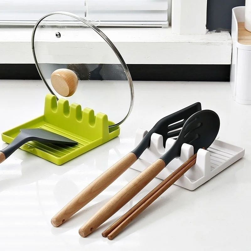 Kitchen Spoon Rest & Pot Lid Holder -Non-Slip Utensil Organizer