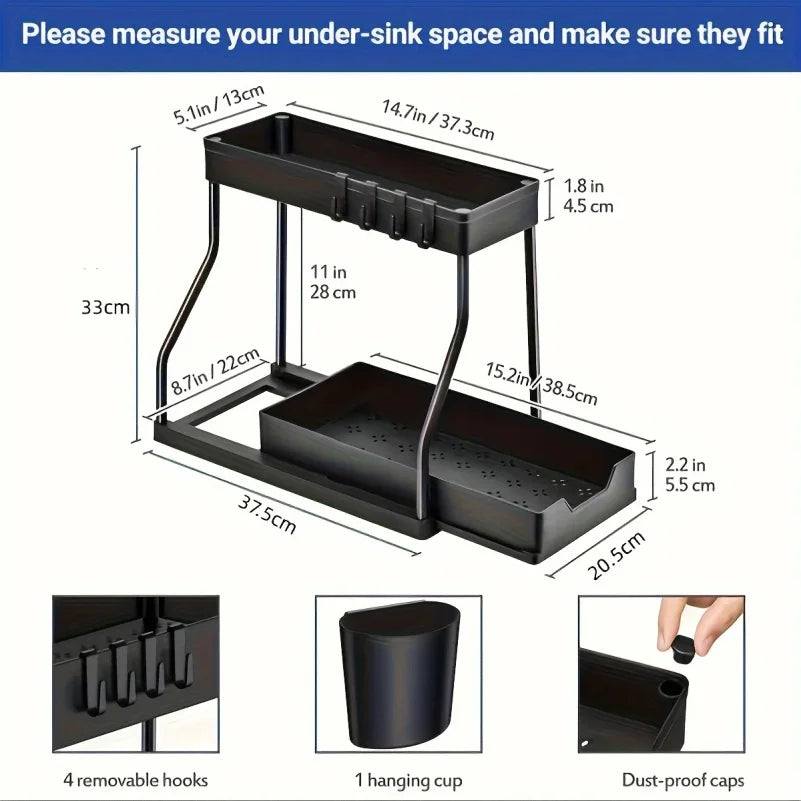 Tier Under Sink Organizer/Pull- Out Storage Rack